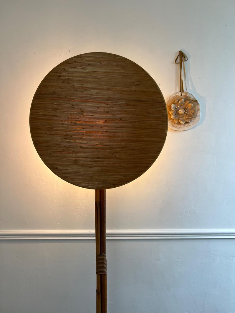 Lampe de parquet rotin, réflecteur écran