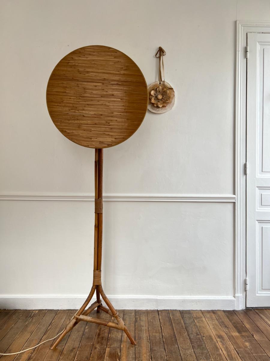 Lampe de parquet rotin, réflecteur écran