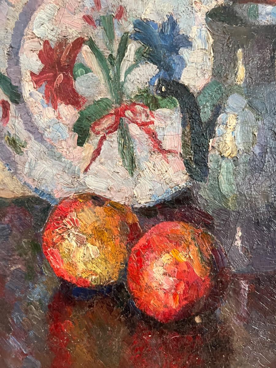 Nature morte, huile sur toile 