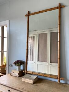 Grand miroir bois faux bambou