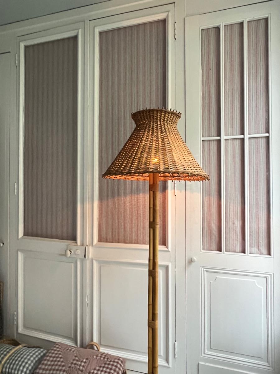 Lampe de parquet en rotin