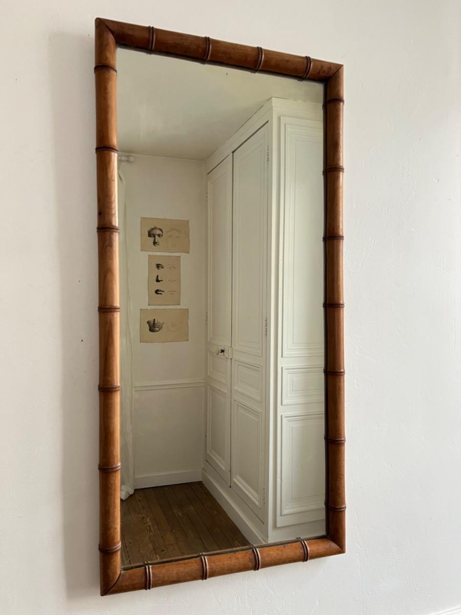 Miroir bois faux-bambou