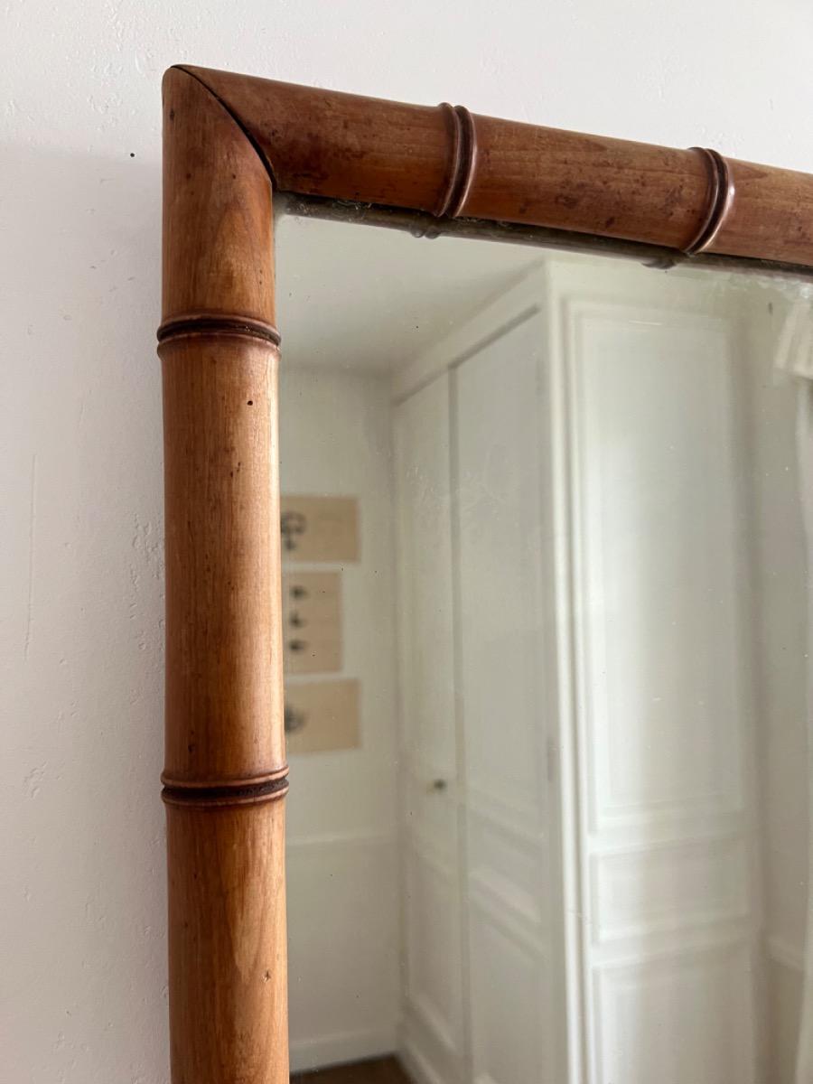 Miroir bois faux-bambou