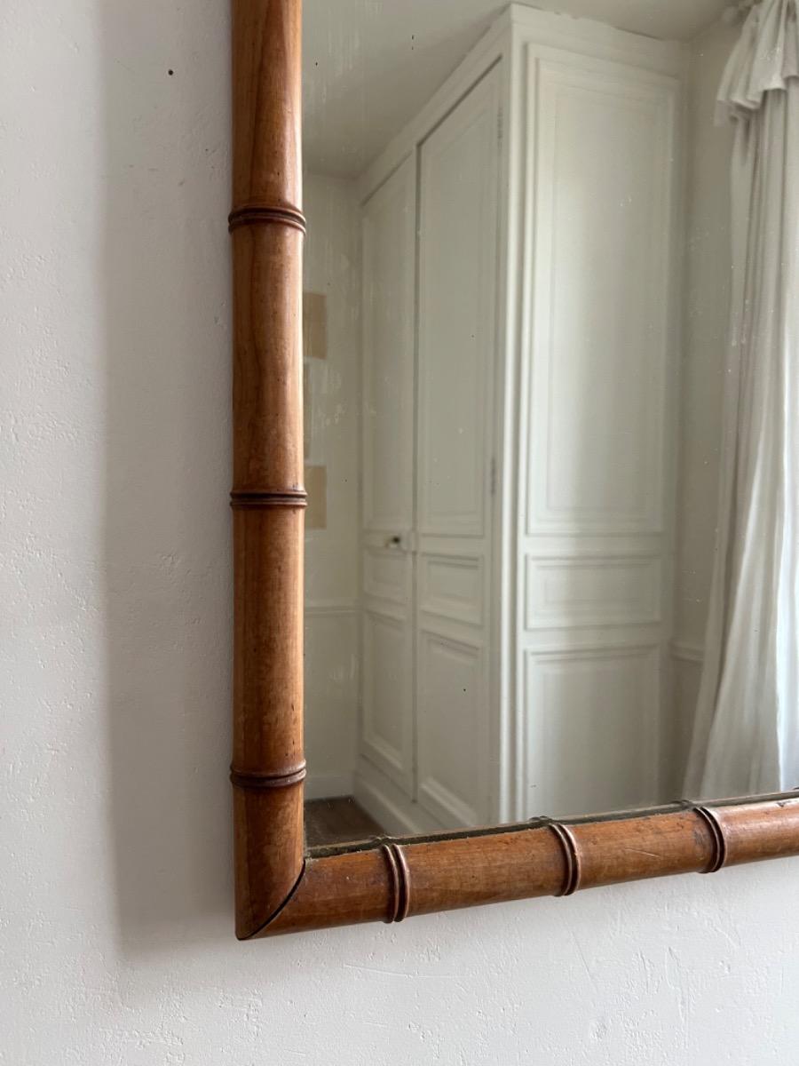 Miroir bois faux-bambou