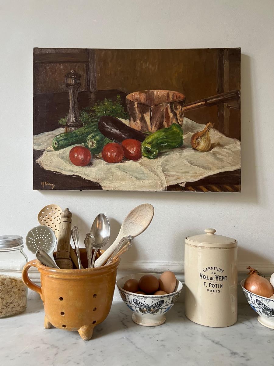 Nature morte, huile sur toile sur châssis 