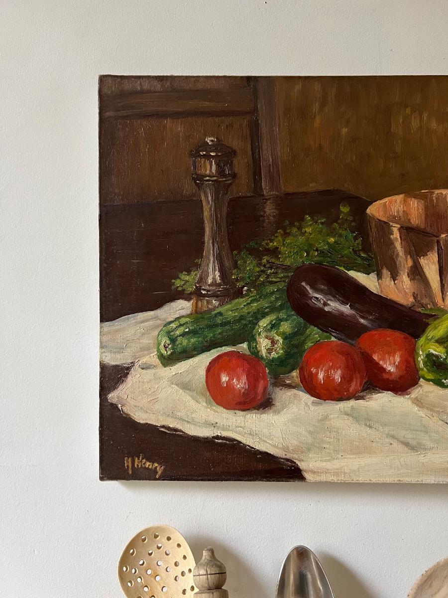 Nature morte, huile sur toile sur châssis 