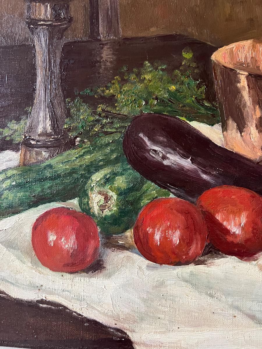 Nature morte, huile sur toile sur châssis 