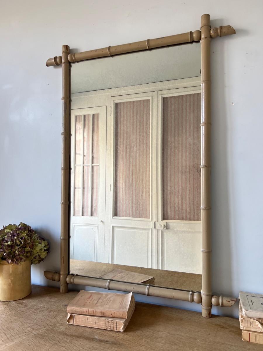 Miroir bois faux-bambou