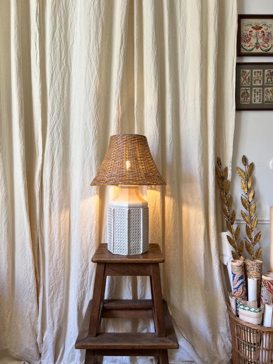 Lampe pagode cannage 1960