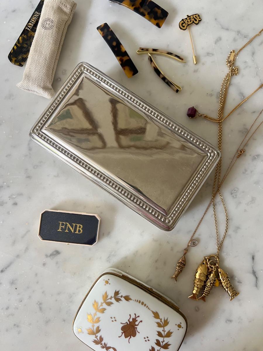 Coffret à bijoux métal argenté 1950